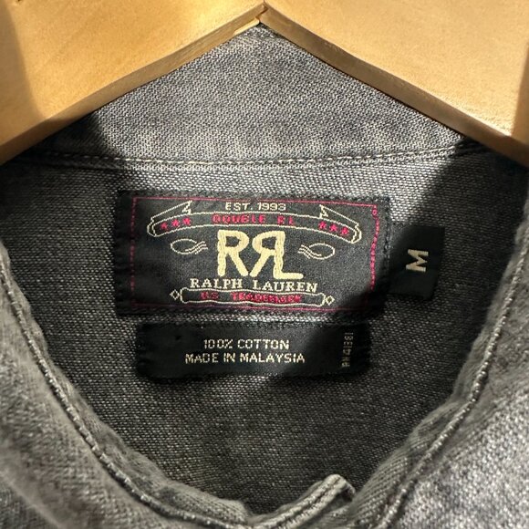 Ralph Lauren Double RL Washed Gray Pearl Snap Western Shirt Size Medium - Picture 3 of 7